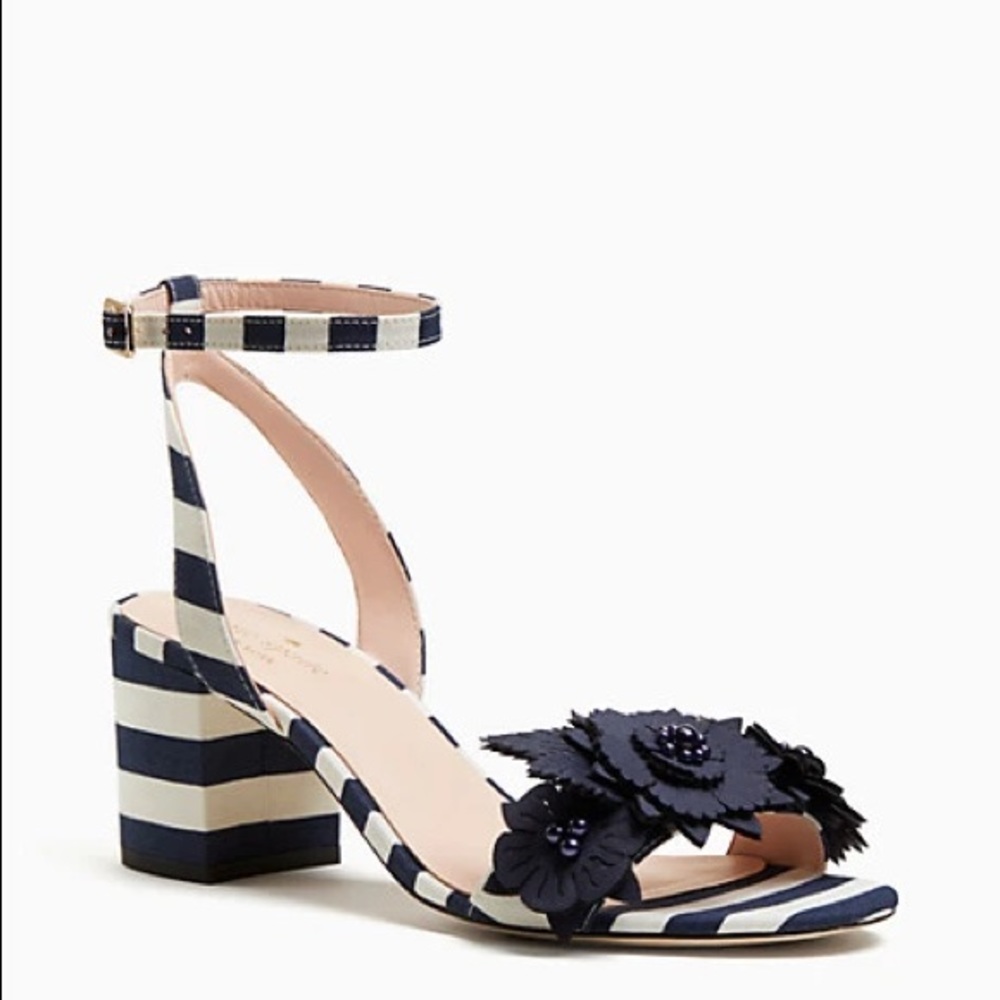 Kate Spade Navy/White Striped Wollie Sandals